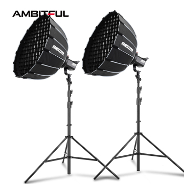 Kit di luce video a LED da 80 W ambitful con supporto per luce e softbox