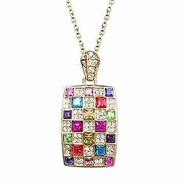 Gold Necklace, Decorated with Swarovski Crystal and Rhinestones, OEM Orders are Welcome