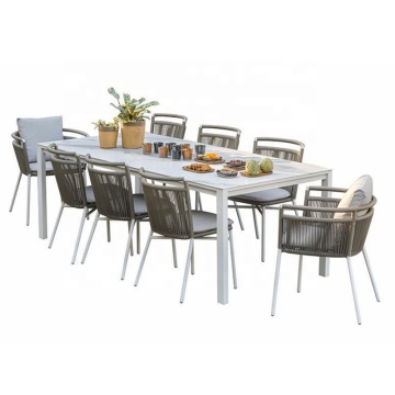Modern Outdoor Rope Rattan Dining Set for Gardens and Parks