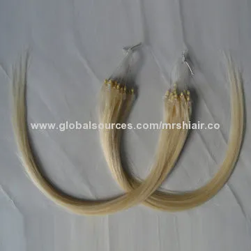 18-inch European Blond Silk Straight Micro Loop Ring Hair Extensions