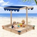 Kids Sandbox with Canopy Wooden Sandpit for Toddlers