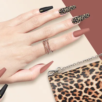 Ea Finger Artificial Fingernails: Art Line Sequin Design Glamour Nail Tips