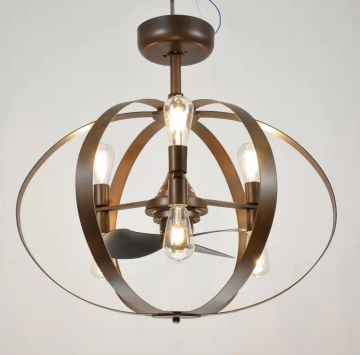 Vintage Bronze Industrial Ceiling Fan with 6 Edison Lamp Holders and Lights