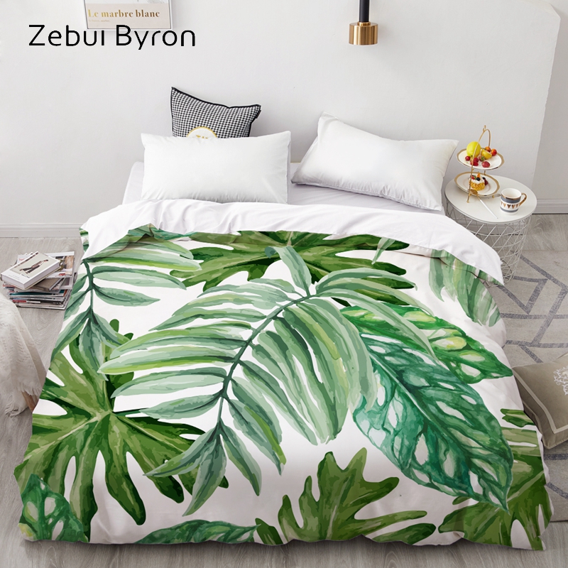 3D HD Digital Print Custom Duvet Cover,Comforter/Quilt/Blanket case Queen/King Bedding 220x240/200x200,Green leaf