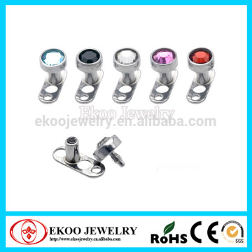 Highly Polished 16 Gauge Titanium Flat Gem Ball Dermal Anchor