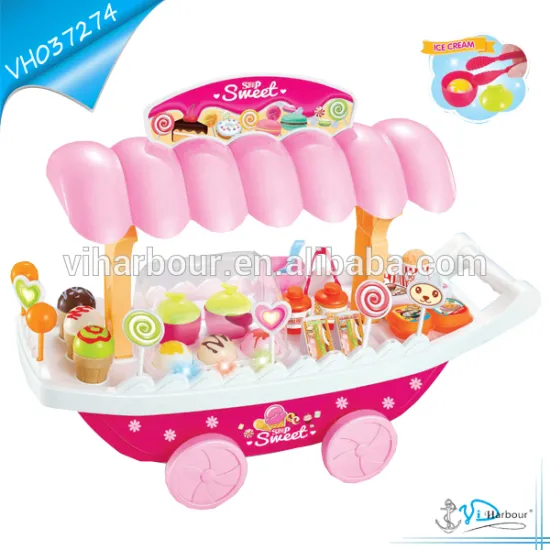Funny Plastic Girl Sweet Candy Cart Toys With Light And Music