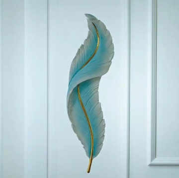 Hot Design Home Hotel Villa Project Indoor Decorative Resin Feather LED Wall Lamp