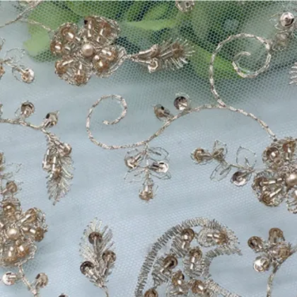 Hand-Made Hanfu Beaded Embroidery Sequined Fabric