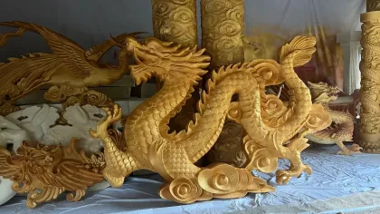 Dragon and phoenix sculpture art decorative items