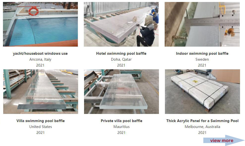 Acrylic swimming pool panels