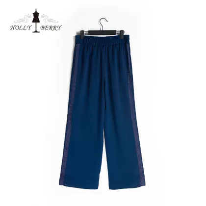 Casual Lightweight Blue Women Loose Wide Leg Pants
