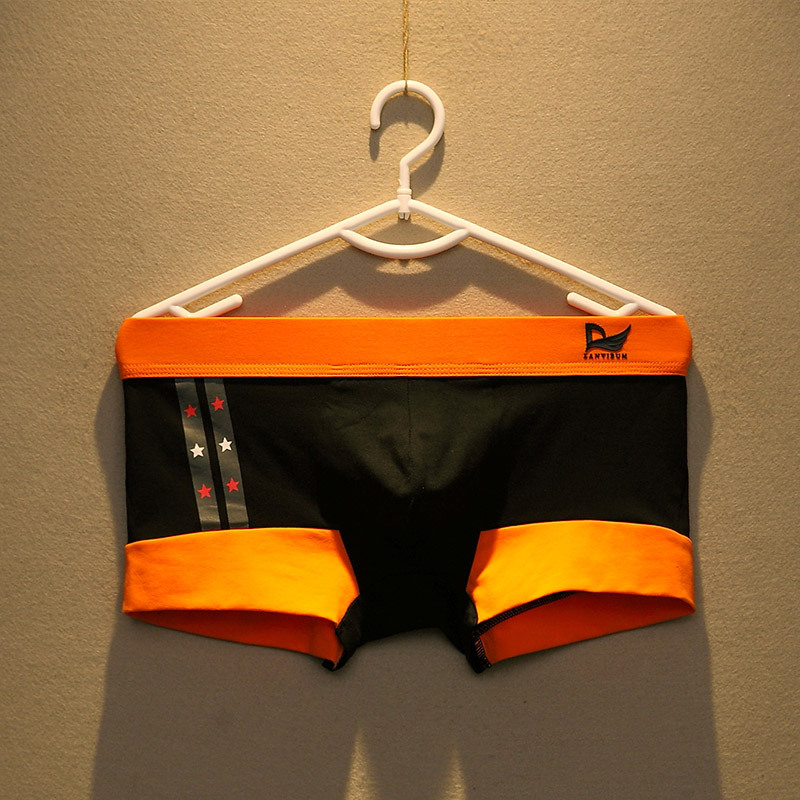 New Men's Sexy Underwear Low-waisted Boxer Briefs Cotton Printed Solid Color U-convex Design Low-rise Boxer Briefs
