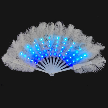 2023 New Product: LED Feather Hand Fan - Foldable Decorative Fabric Fan for Parties