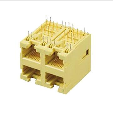 Plástico completo modular RJ45 jack 2x2p