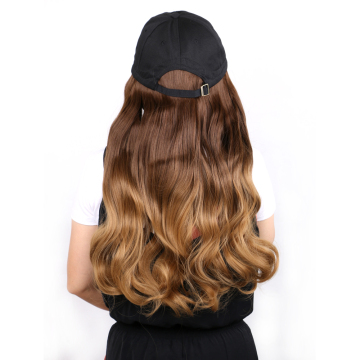 Wholesale Fashion Low Price Black Long Wavy curly braid Baseball hat  Curly Hair Wig