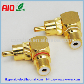 Full Metal Jacket 90 degree right angle RCA male to female adaptor