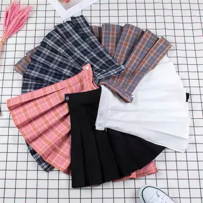 Competitive Price Pleated Plaid Skirt