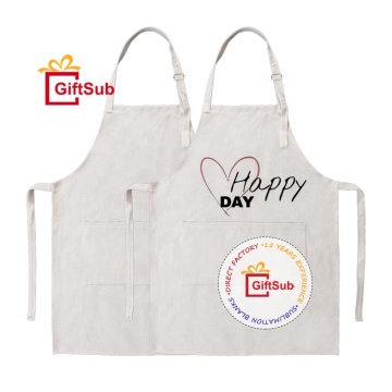 GiftSub Wholesale: Customizable Metal Buckle Adjustable Linen Aprons with Pockets for DIY Personalization