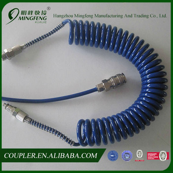 Professional Coiled PU Brake Air Hose With Swivel Fitting