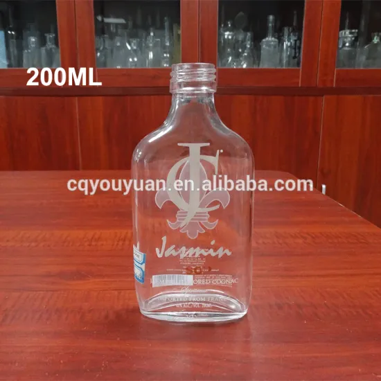 OEM acceptable beautiful printed flat screw cap wine bottle 200ml