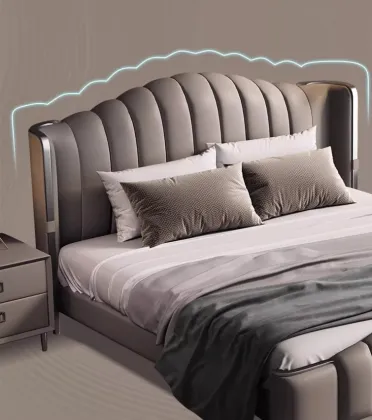 Large Deluxe Modern House Platform Bed Frame Solid Wood Wall Bed