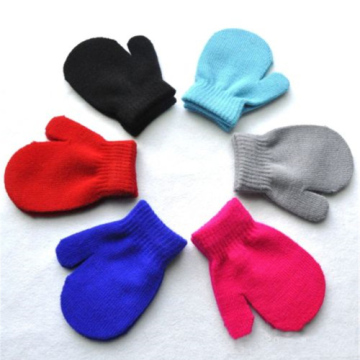 Toddler Kids Mittens Gloves Boys Girls Solid Color Winter Warm Knitted Gloves One Size Rose Red Blue White Gray