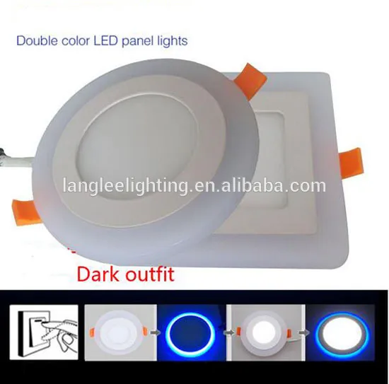 Round Double Color Panle Light Reccessed Ceiling Light 24W White and Blue