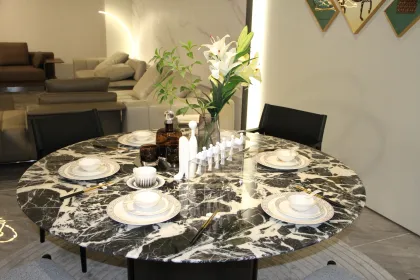 Bulgari High-End Modern Cream Marble Round Dining Table