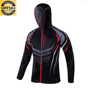 UPF50+ Sun Protection Moisture-Wicking Polyester Spandex Men's Long Sleeve Zipper Hiking Shirt