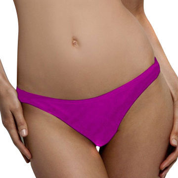 Sexy Solid Women's Triangle Bikini Bottoms, 80% Nylon/20% Spandex, Double-layered Crotch Protection