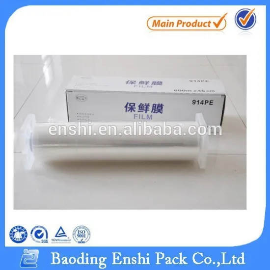 Factory clear plastic pe cling film food wrap with cutter box