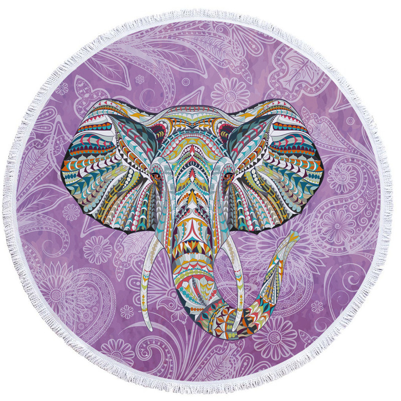 Groovy Elephants Beach Towels Round