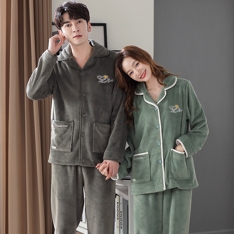 couple pajamas fall and winter new flannel