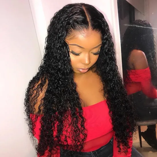 Factory Price Virgin Raw Hair Transparent HD Lace Frontal Wigs Indian Human Hair Wigs Water Wave Curly Lace Front Wig Vendor