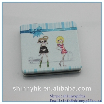 purple compact mirror /square fashion gilr pattern pocket mirror