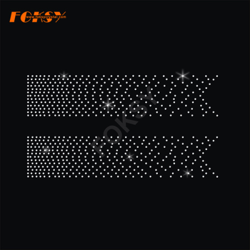Gradient Cheer Bow Strips Iron on Rhinestone Motif