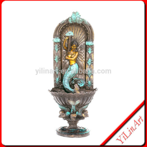 Bronze Nude Mermaid Wall Fountain Sculpture YL-K124