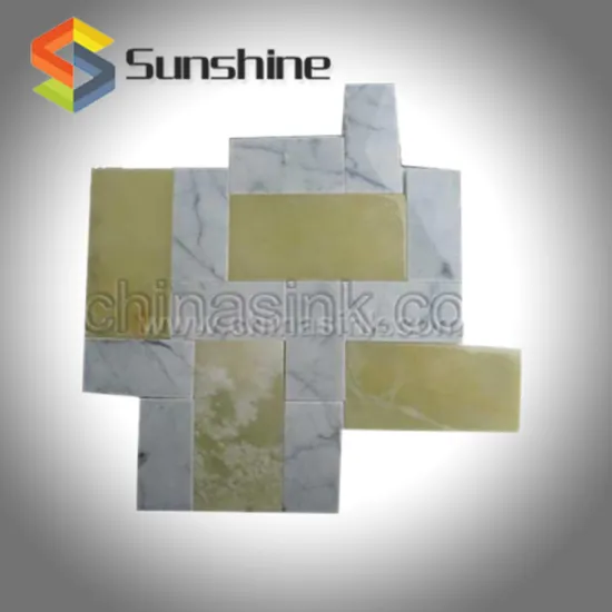 Bianco Carrara Marble And Green Onyx Natural Stone Subway Tile