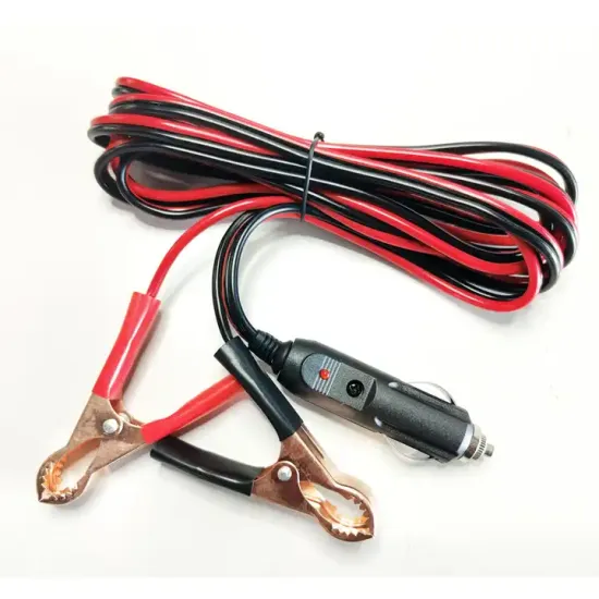 Car Cigarette Lighter Adapter with DC Power Cable and Crocodile Clips