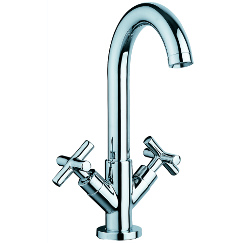 Single Lever Kitchen Tap Brass Chrome Double Handle Deck Mounted Basin Tap Supplier