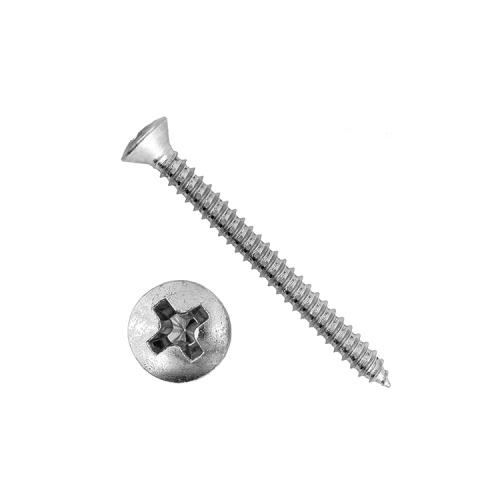 Steel cross recessed raised countersunk head tapping screws