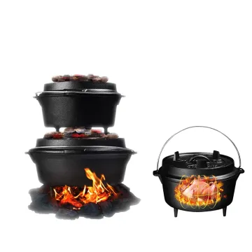 Wholesale Factory Sale custom Outdoor Cooking Pot Cast Iron Cauldron Casting Camping wok pan Dutch Oven Pot
