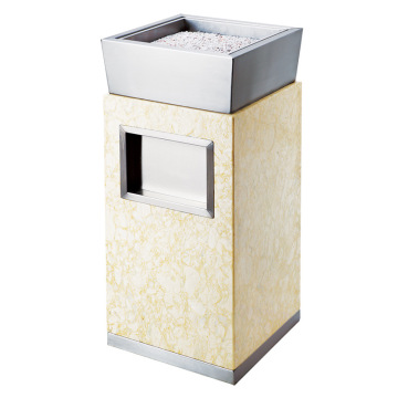 Customized Metal Trash Can Square Vertical Marble Elevator Hotel Waste Bin