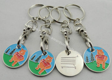 Personalised Iron, Brass, Copper Animal Shopping Trolley Coin Keychain With Die Cast, Die Struck, Stamped