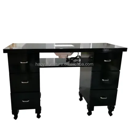 black nail tech tables station with 6 drawers dust collector nail tables
