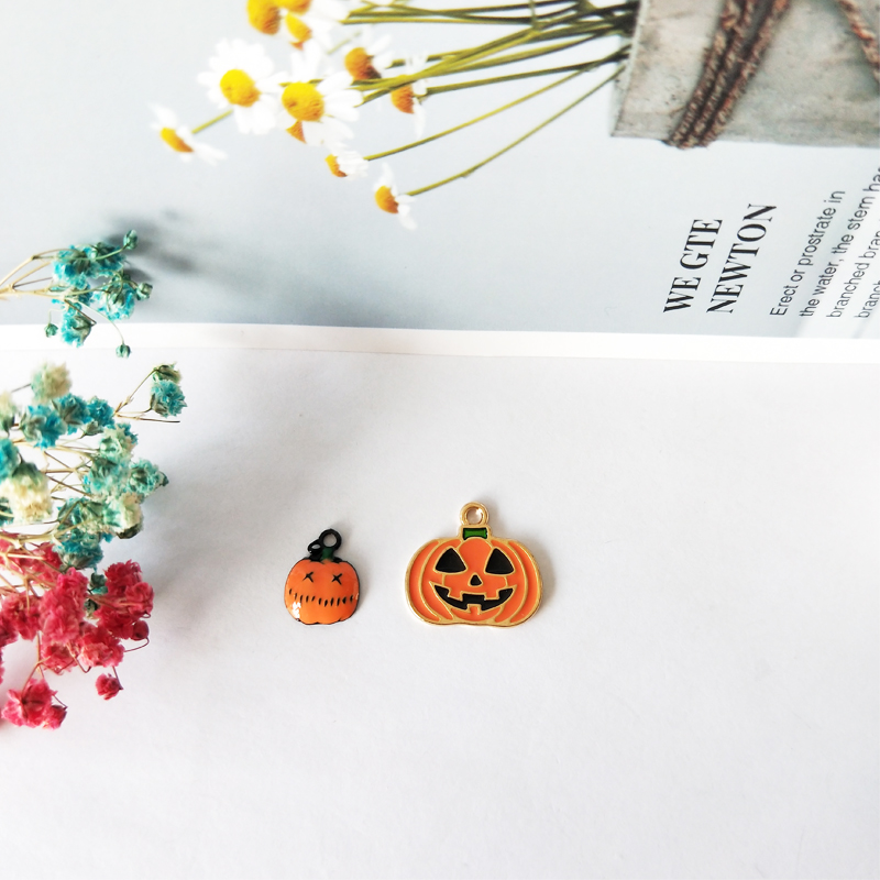 10pcs Cartoon Grimace Pumpkin Enamel Charms Pendants For Unisex DIY Bracelet Earrings Jewelry Making Accessories Halloween Gifts