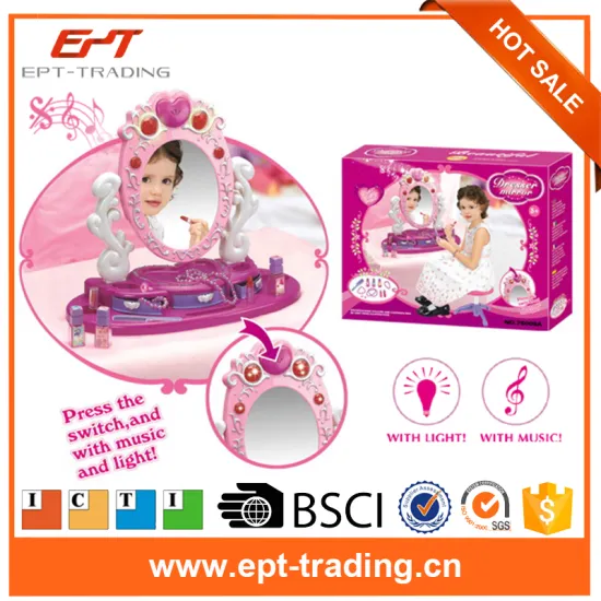 Funny pretend play beauty dresser set toys with light and music
