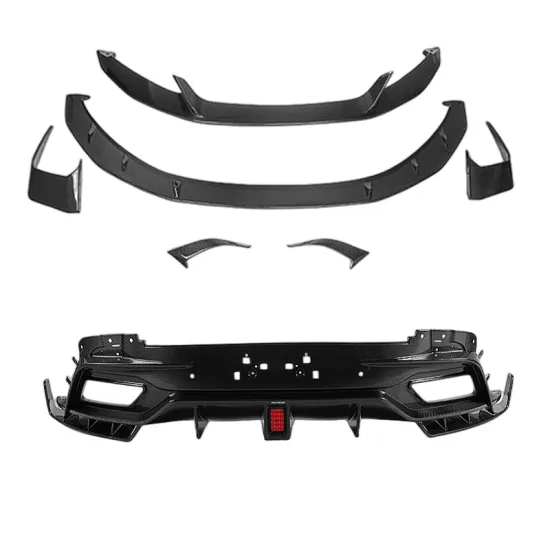 Hot-Pressed Dry Carbon PakTechz Style Front Bumper Lip Side Skirt Extension Rear Diffuser Rear Spoiler for Aston Martin DB11