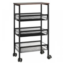 Rolling Kitchen Cart with 3 Tier Storage Basket