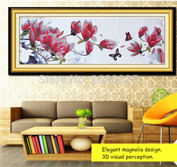 High Quality Cross Stitch Embroidery Kit Magnolia Design 3D Pattern 124*48cm Home Decor Painting Living Room Bedroom